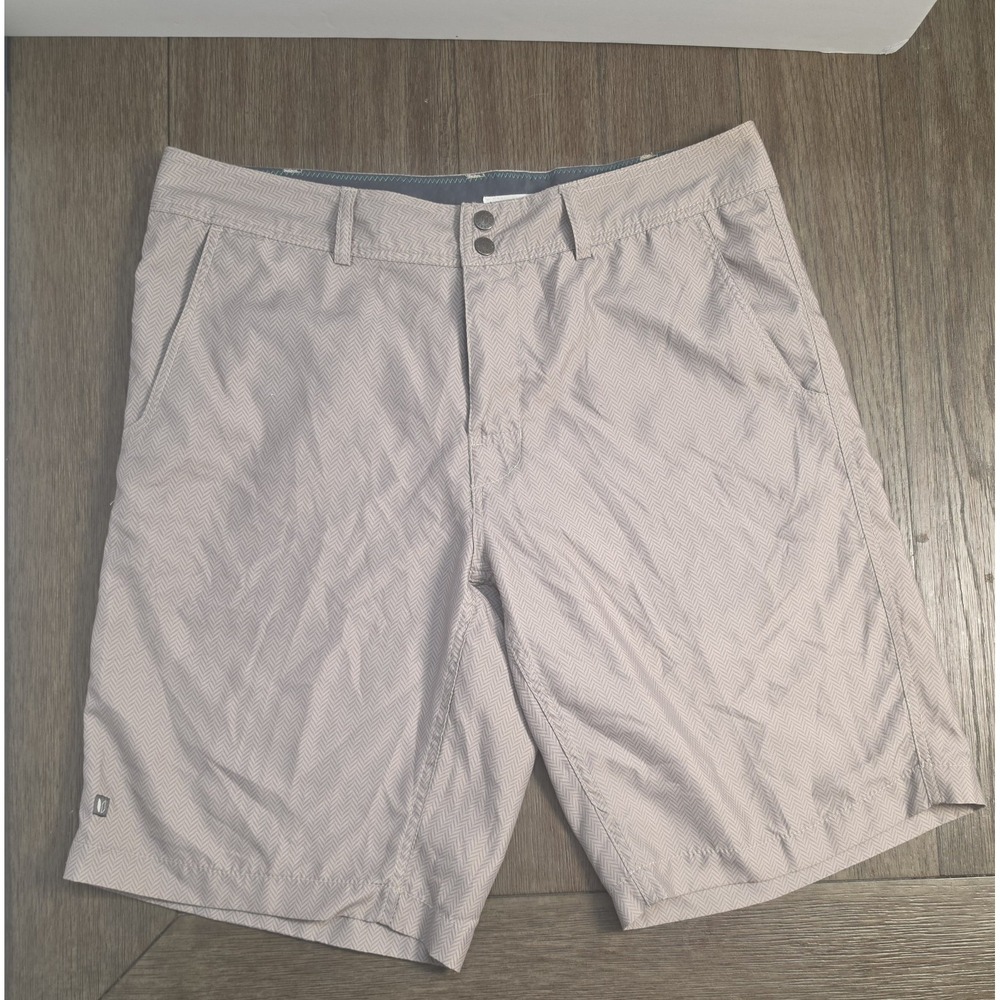 Mens 34 Linksoul Boardwalker Amphibious Shorts herringbone Khaki John Ashworth
